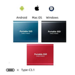 128GB External SSD | USB 3.1 & USB-C High-Speed | NVMe M.2 Technology | Shockproof Aluminum Alloy Case | Plug & Play for PC, Mac & Mobile