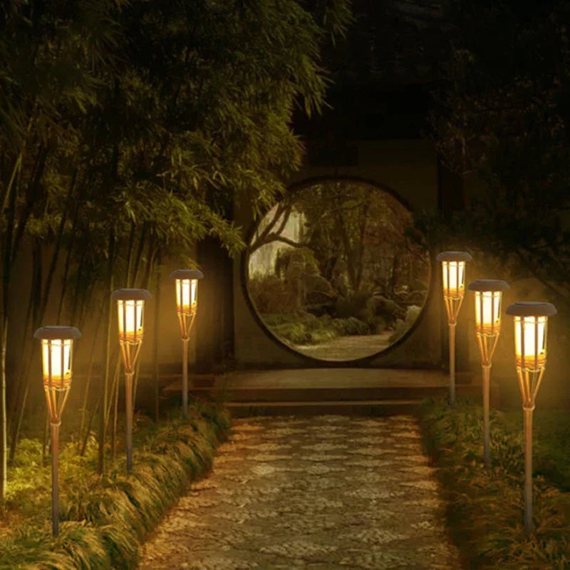 Solar Garden Torches with Flickering Flame Effect - Set of 5