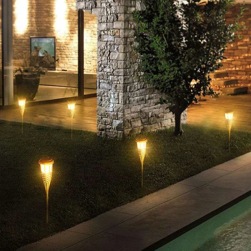 Solar Garden Torches with Flickering Flame Effect - Set of 5