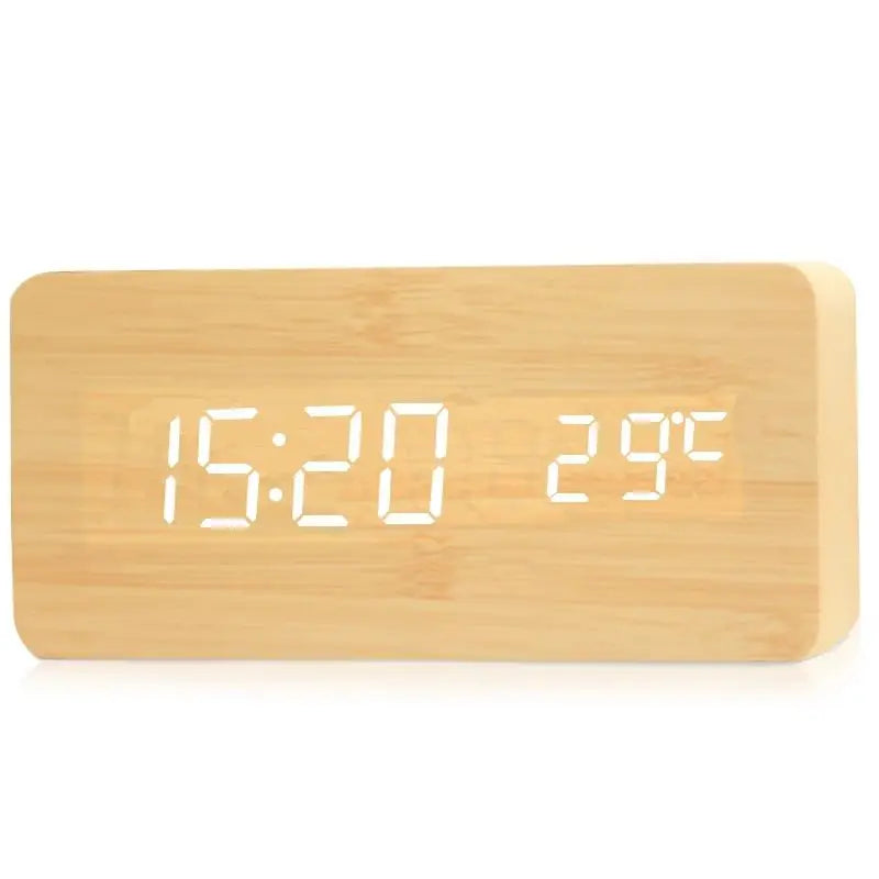 Digital Wood Alarm Clock | LED Display, Silent Operation