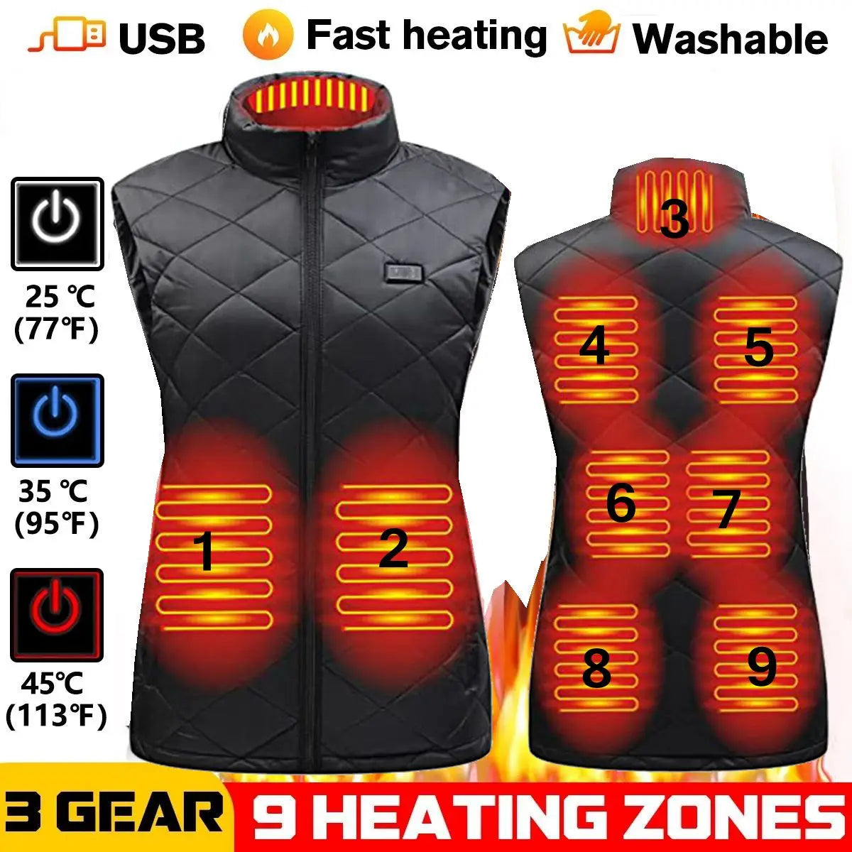 Women's Heated Vest | USB-Powered with Infrared Technology | Temperature Regulating & Lightweight | Perfect for Autumn & Winter