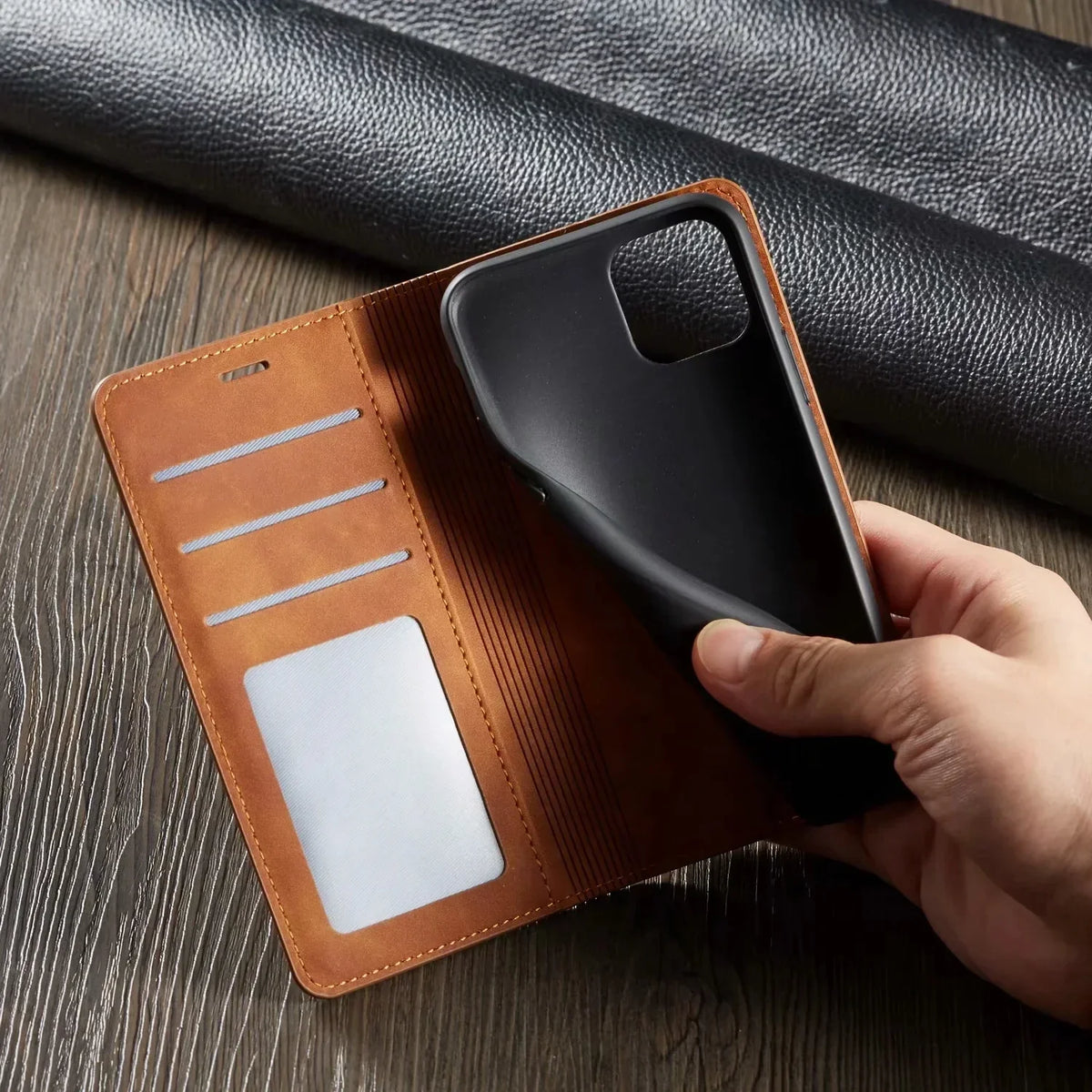 Leather Wallet Case for iPhone | Magnetic Card Holder Feature | Available in Multiple Colors
