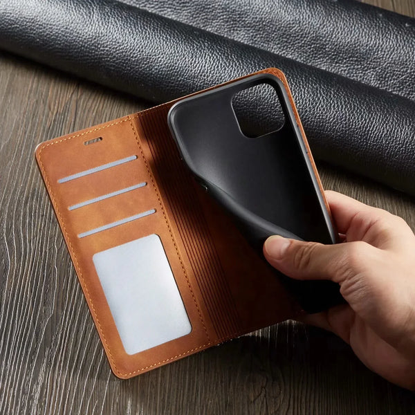Leather Wallet Case for iPhone | Magnetic Card Holder Feature | Available in Multiple Colors