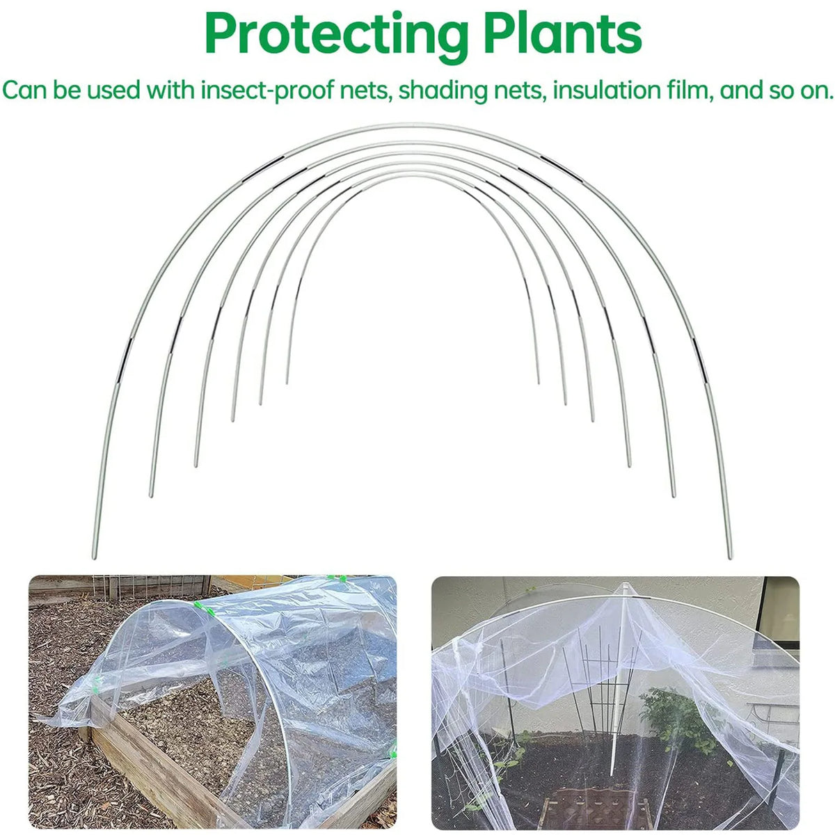 Fiberglass Garden Arch Set | DIY Plant Tunnel for Raised Beds & Cold Frames | Rust-Free & Reusable | Includes Connectors
