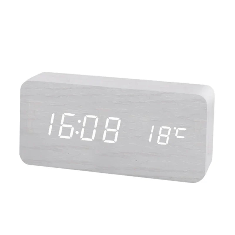Digital Wood Alarm Clock | LED Display, Silent Operation