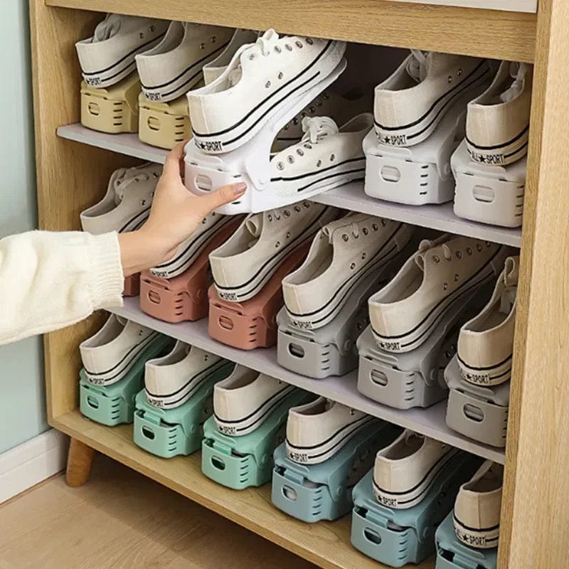 6-Piece Shoe Organizer Set for Wardrobe | Space-Saving Double Storage Shoe Rack | Stackable Shoe Holder