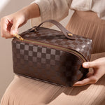 Luxury Checkered Make-up Cosmetic Bag
