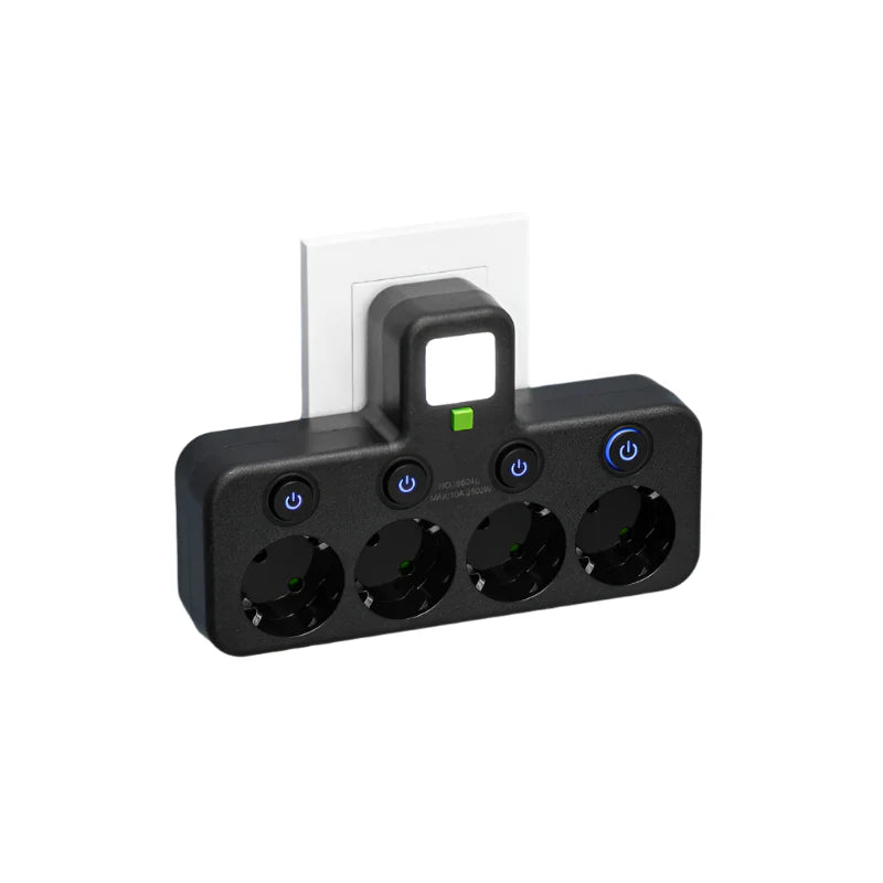 Power Strip with 3–4 Outlets, 2 USB Ports, and 1 Type-C Port | 2500 W | Surge Protection and Control Switch