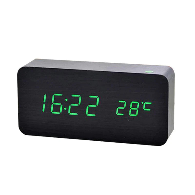 Digital Wood Alarm Clock | LED Display, Silent Operation
