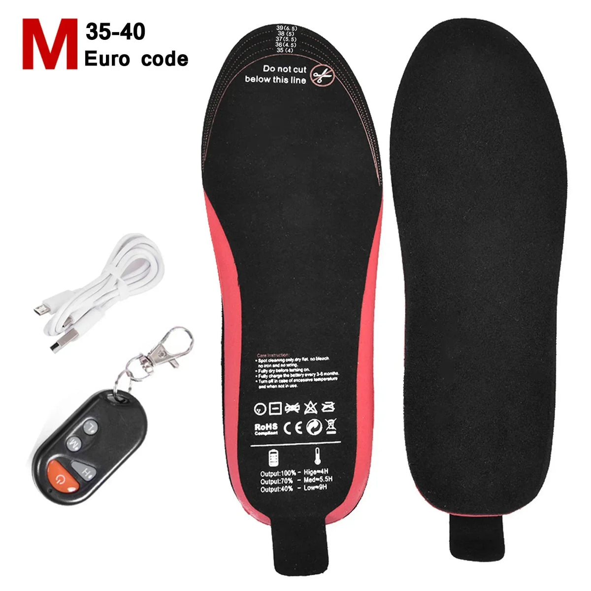 Rechargeable Heated Insoles with Remote Control | 3 Heat Levels | Customizable Electric Foot Warmers for Winter & Outdoor Use