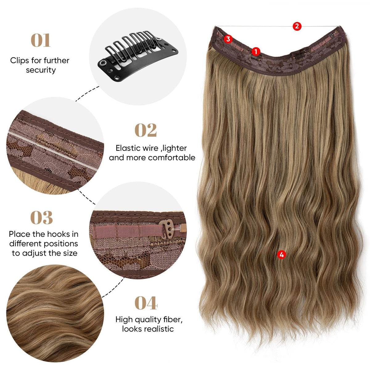 Heat-Resistant Synthetic Fiber Hair Extensions | Invisible Extensions for Enhanced Length and Volume