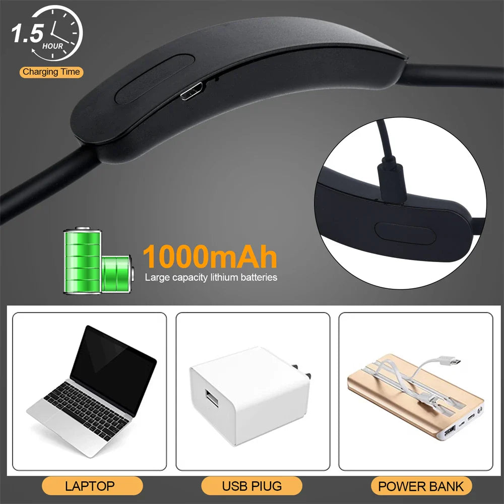 Rechargeable LED Neck Light | USB Powered | 3 Light Colors & Adjustable Brightness | Flexible & Portable Design
