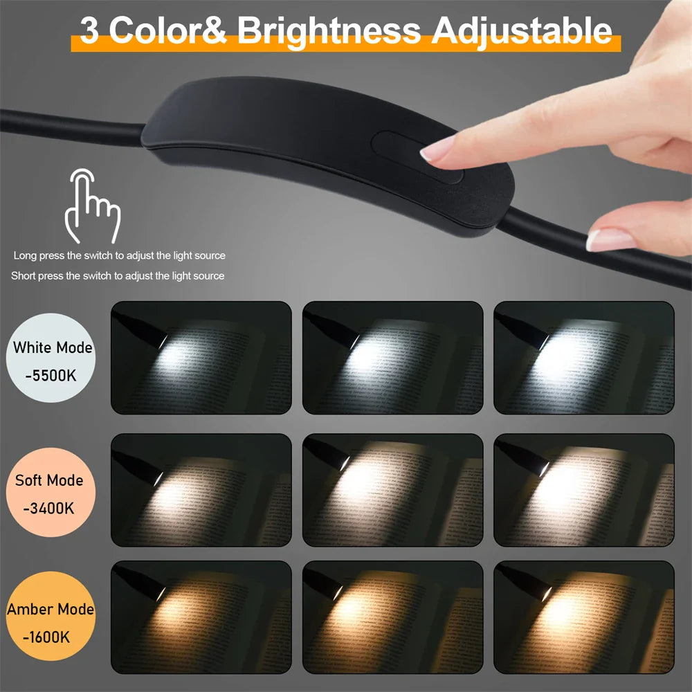 Rechargeable LED Neck Light | USB Powered | 3 Light Colors & Adjustable Brightness | Flexible & Portable Design