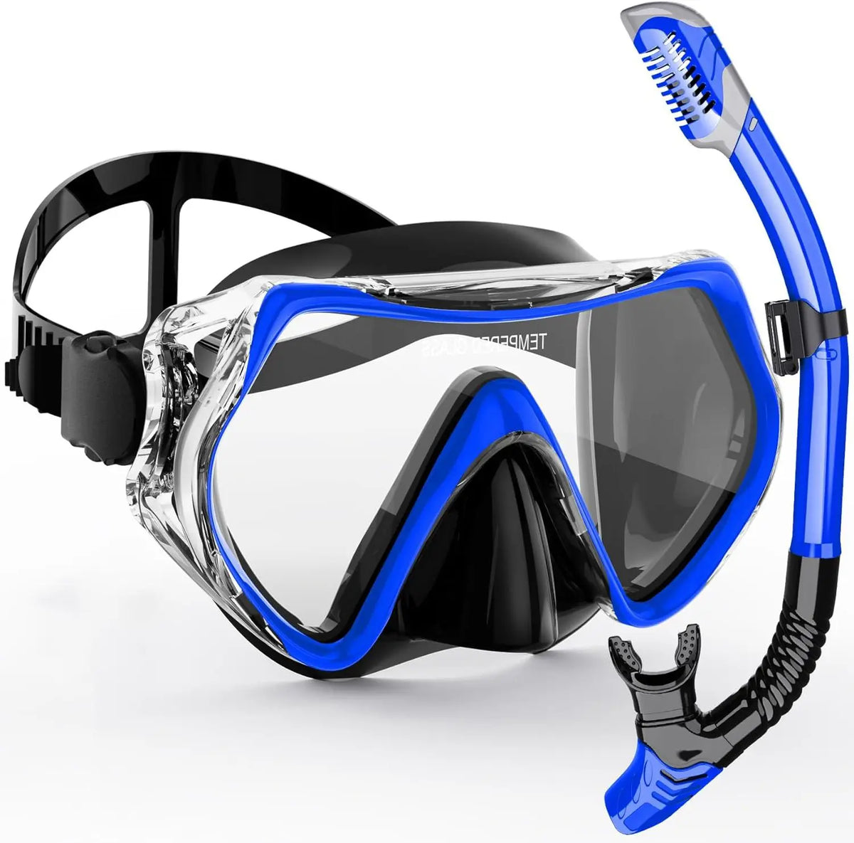 Adult Snorkel Mask Set | Anti-Fog & Impact Resistant | Silicone Edge & Dry Snorkel | 180° Field of View