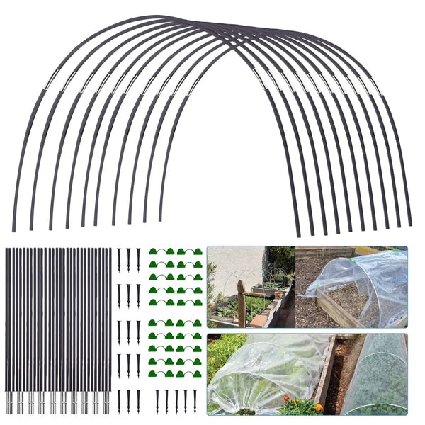 Fiberglass Garden Arch Set | DIY Plant Tunnel for Raised Beds & Cold Frames | Rust-Free & Reusable | Includes Connectors