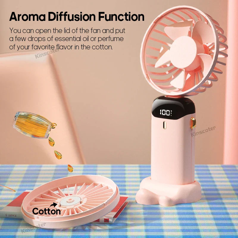 3-in-1 Mini Fan | LED Display | 5 Speed Settings | Battery with Power Bank Function | Portable & Standable