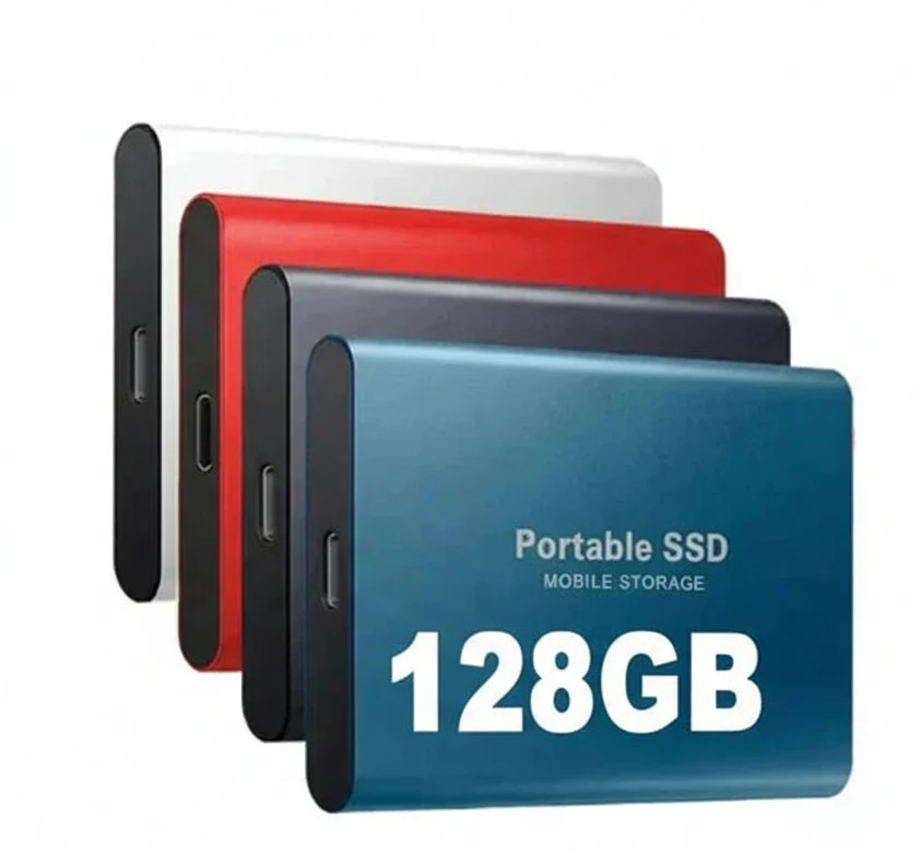 128GB External SSD | USB 3.1 & USB-C High-Speed | NVMe M.2 Technology | Shockproof Aluminum Alloy Case | Plug & Play for PC, Mac & Mobile