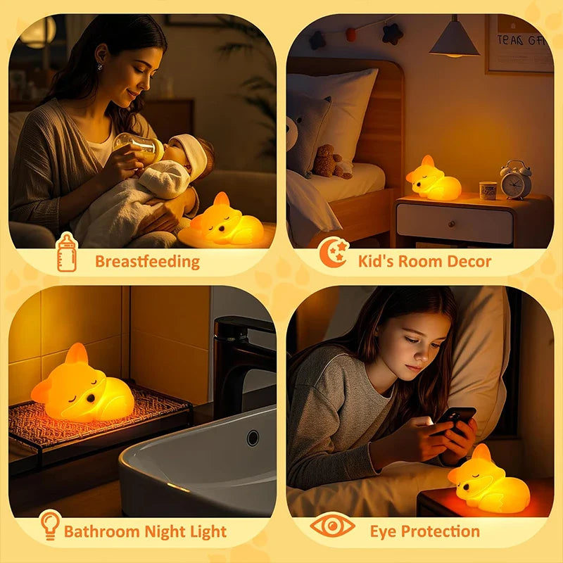 Silicone Night Light | Rechargeable, Dimmable & Timer Function | Adorable Gift Idea for Kids & Adults
