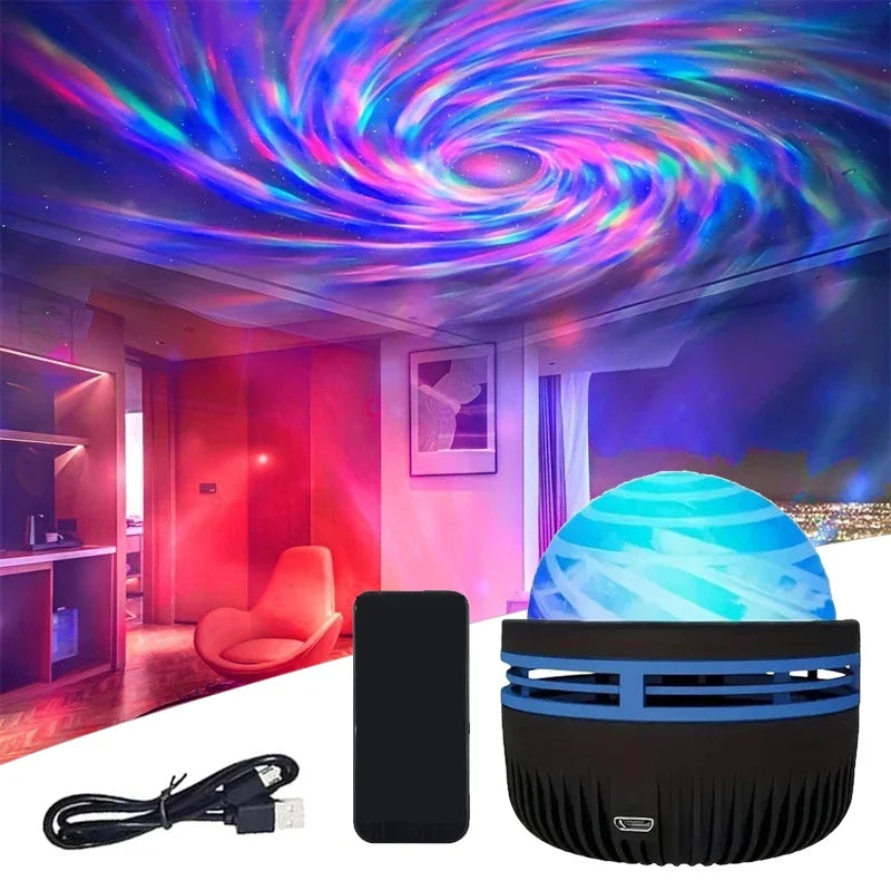 Northern Lights Projector | Music Sync & Remote Control | RGB Mood Light | USB Rechargeable | 7.8×7.8×8.7 cm