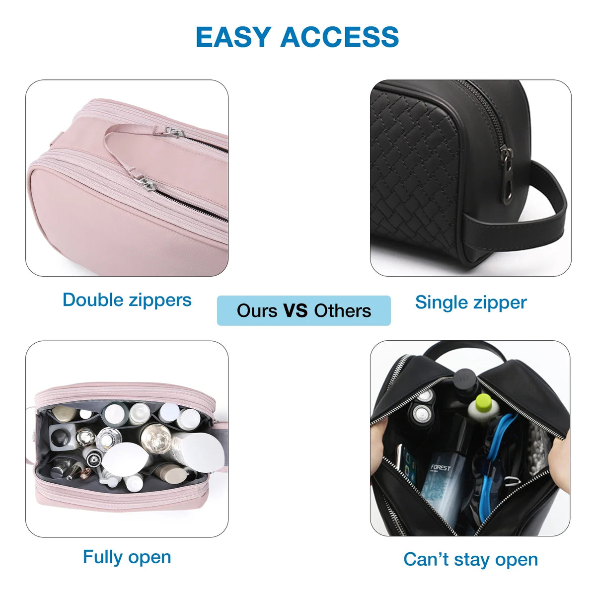 Waterproof Cosmetic Bag for Men & Women | Lightweight Toiletry Bag in S/M/L | Travel Accessories for Toiletries & Makeup | Unisex Travel Organizer