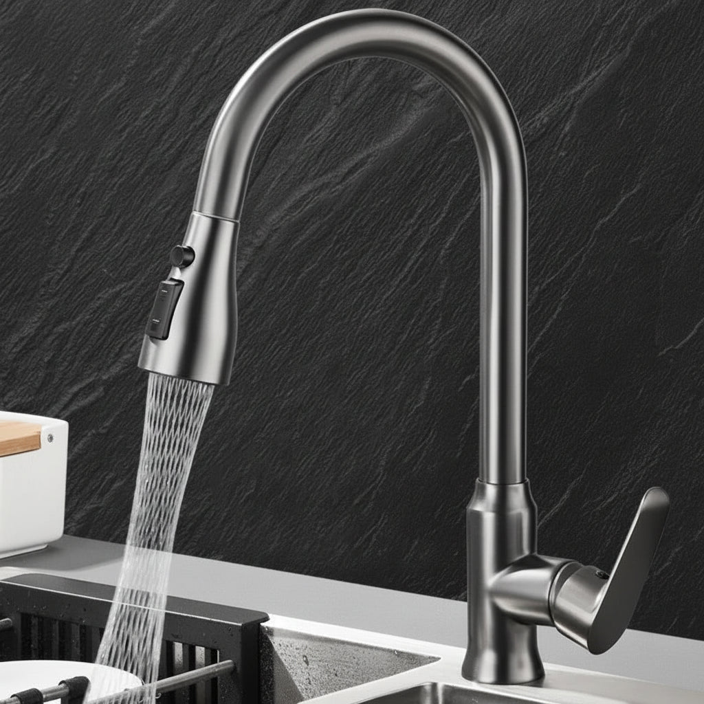 Elegant Kitchen Faucet with Pull-Out Function and 360° Rotation