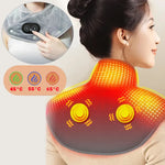 Heat Neck & Shoulder Massager | USB Heating Pad with Vibration | 3 Temperature Settings & Timer | Soft Plush Design