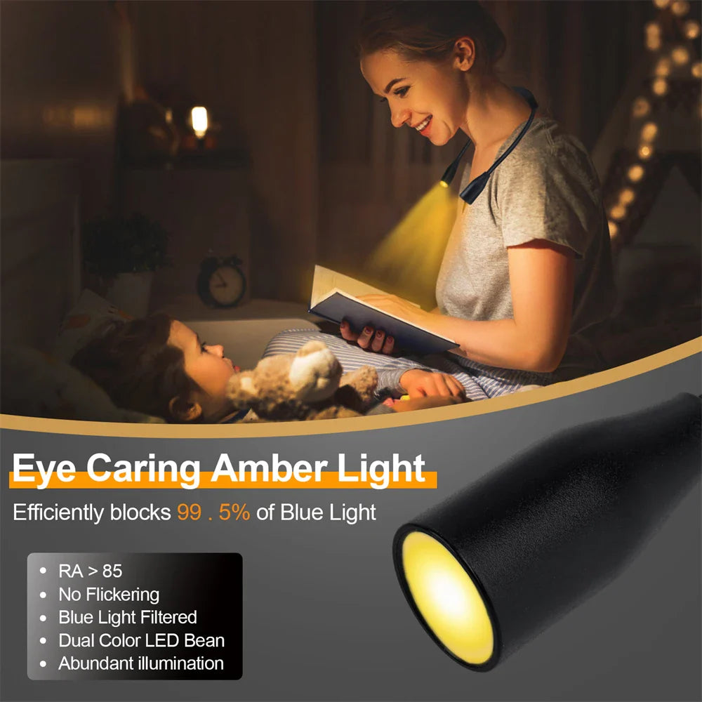 Rechargeable LED Neck Light | USB Powered | 3 Light Colors & Adjustable Brightness | Flexible & Portable Design
