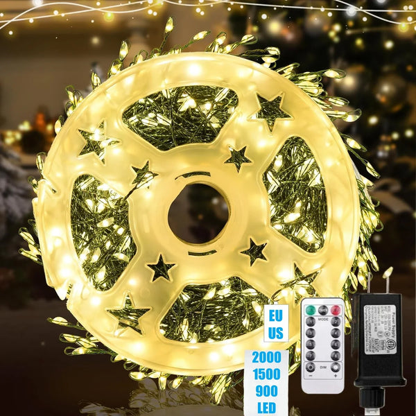 LED Firework String Lights | Remote Control Included | 30–75 m | 900–2000 LEDs | IP65 Waterproof | Perfect for Christmas, Halloween & Parties