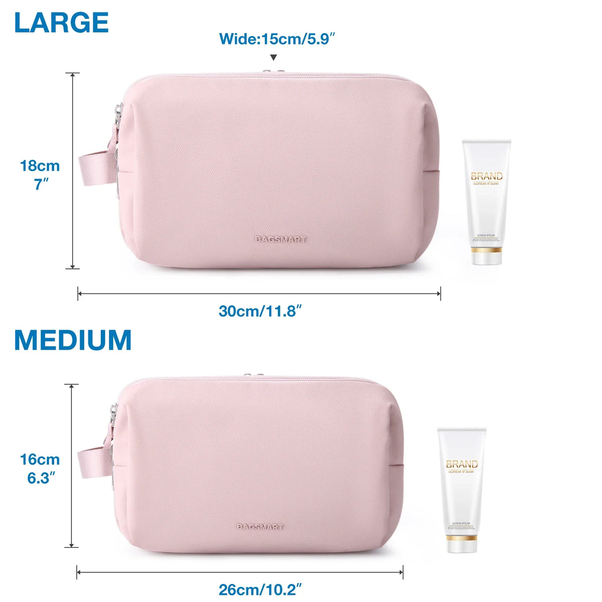 Waterproof Cosmetic Bag for Men & Women | Lightweight Toiletry Bag in S/M/L | Travel Accessories for Toiletries & Makeup | Unisex Travel Organizer