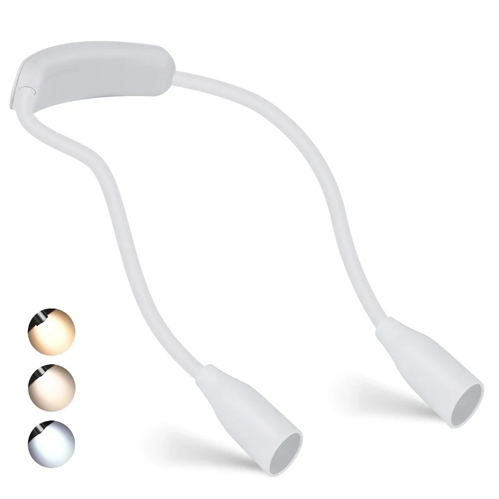 Rechargeable LED Neck Light | USB Powered | 3 Light Colors & Adjustable Brightness | Flexible & Portable Design