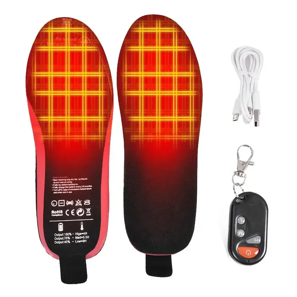 Rechargeable Heated Insoles with Remote Control | 3 Heat Levels | Customizable Electric Foot Warmers for Winter & Outdoor Use