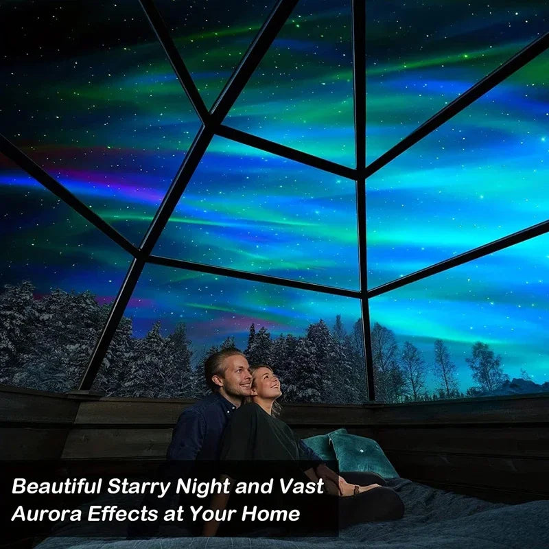 Northern Lights Projector | Music Sync & Remote Control | RGB Mood Light | USB Rechargeable | 7.8×7.8×8.7 cm