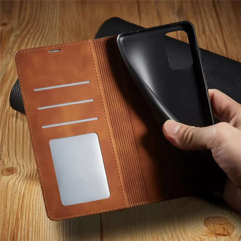 Magnetic Leather Wallet Case: Stylish Protection for Your Device