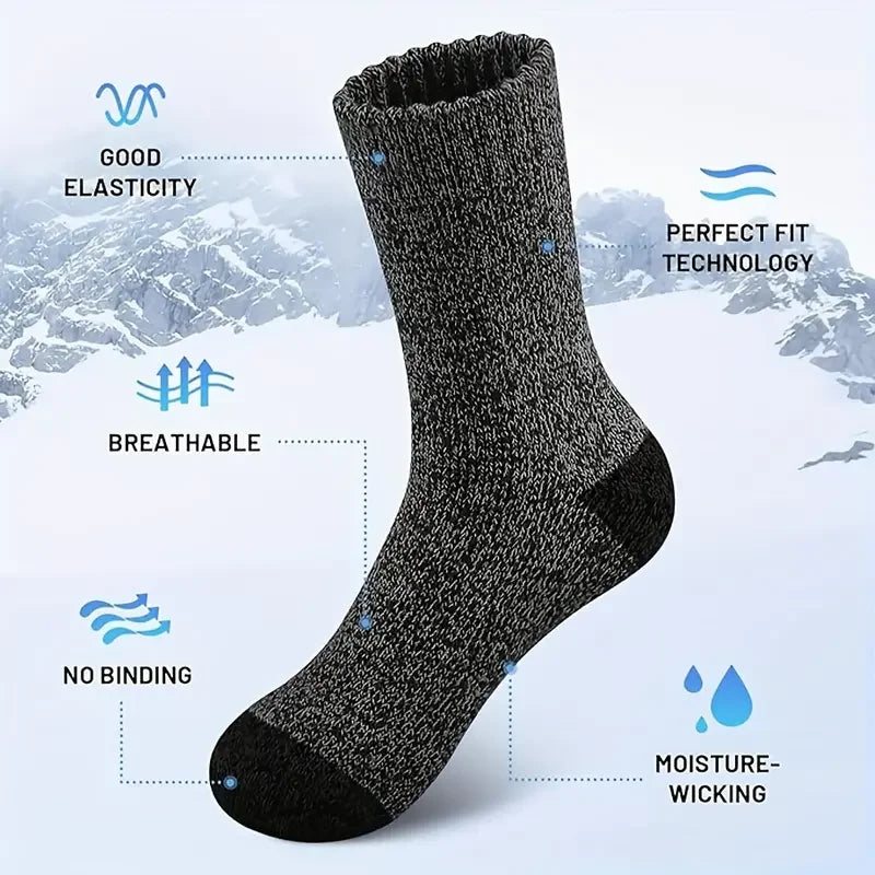 Extra Thick & Warm Merino Wool Socks | 5 Pairs | Ideal for Hiking & Winter | Unisex Sizes 38–46