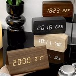LED Wood Clock with Voice Control for Stylish Time Display