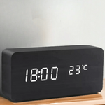 LED Wood Clock with Voice Control for Stylish Time Display