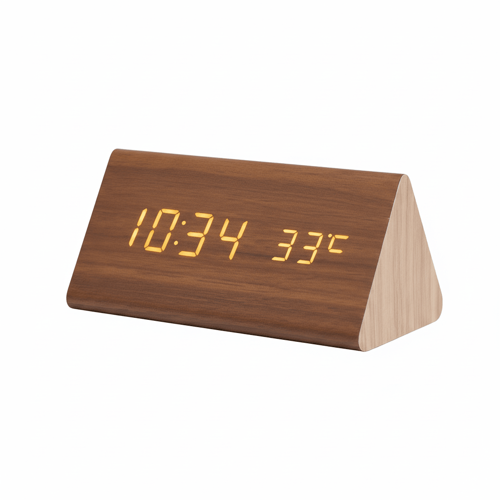 LED Wood Clock with Voice Control for Stylish Time Display