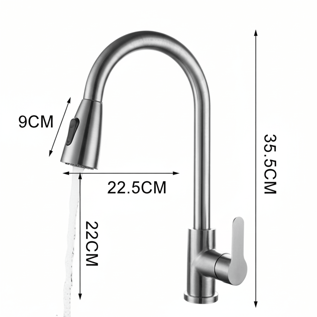 Elegant Kitchen Faucet with Pull-Out Function and 360° Rotation
