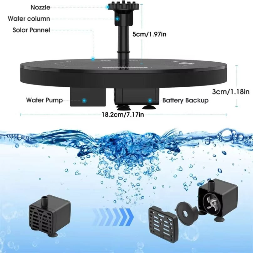 Floating Solar Fountain – No Electricity Required & Waterproof