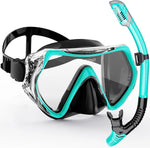 Adult Snorkel Mask Set | Anti-Fog & Impact Resistant | Silicone Edge & Dry Snorkel | 180° Field of View