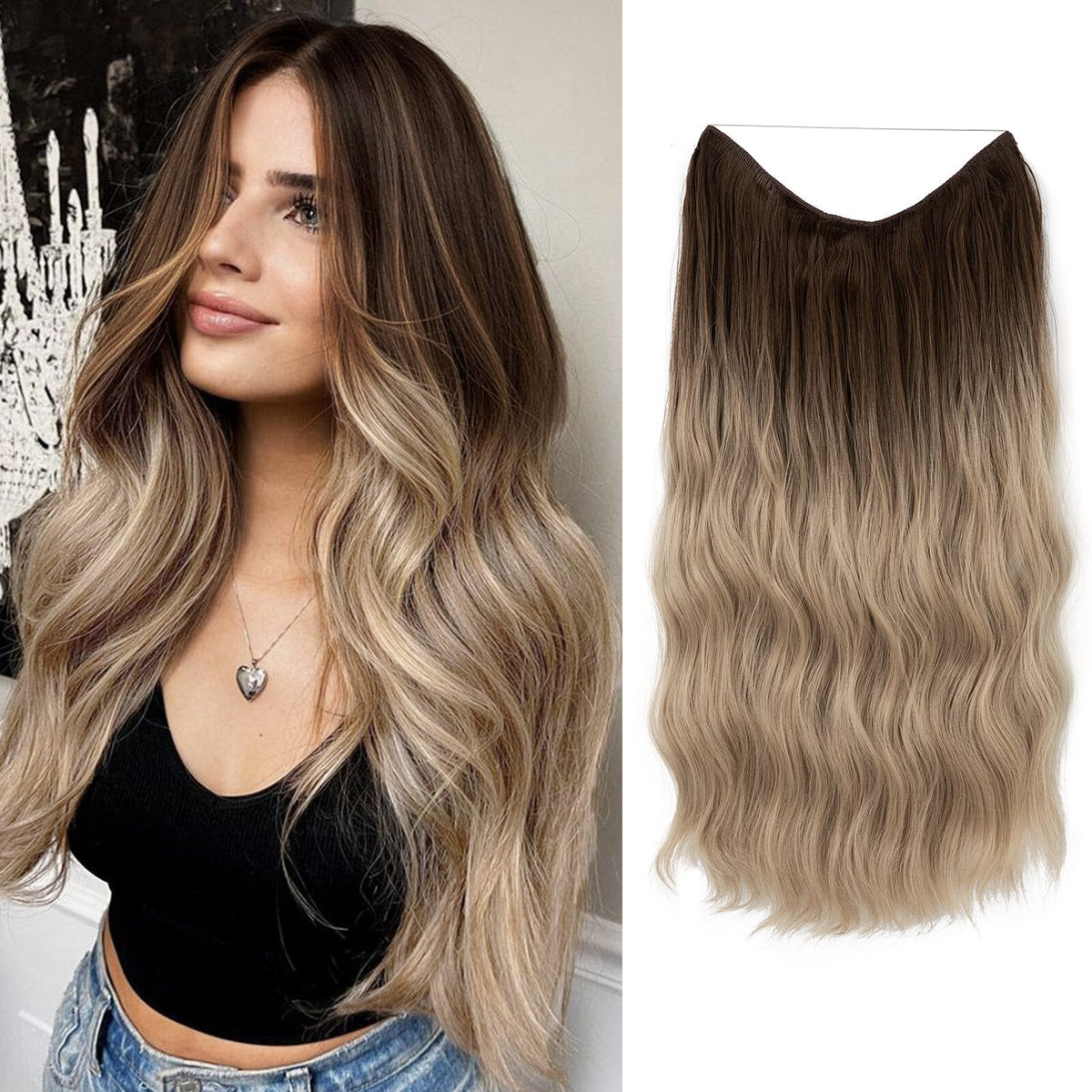 Heat-Resistant Synthetic Fiber Hair Extensions | Invisible Extensions for Enhanced Length and Volume