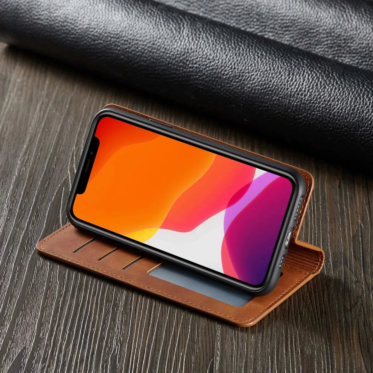Leather Wallet Case for iPhone | Magnetic Card Holder Feature | Available in Multiple Colors