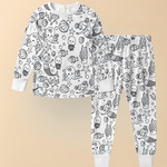 Children's Cotton Pajama Set with Christmas Painting Design