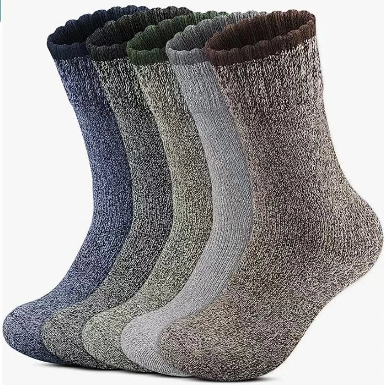 Extra Thick & Warm Merino Wool Socks | 5 Pairs | Ideal for Hiking & Winter | Unisex Sizes 38–46
