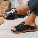 Soft Genuine Leather Women's Wedge Sandals | Ergonomic Footbed for Comfort and Secure Fit