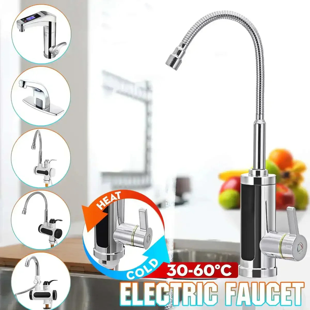 3000W Electric Kitchen Faucet with Instant Hot Water - FlowHeat