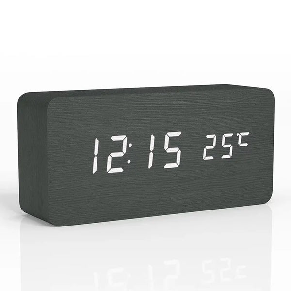 Digital Wood Alarm Clock | LED Display, Silent Operation