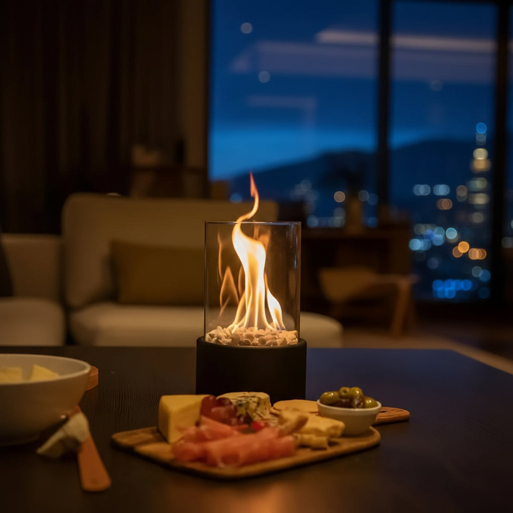 Smoke-Free Table Fireplace for Stylish Indoor & Outdoor Use
