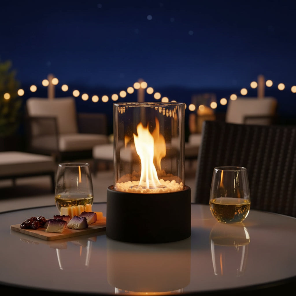 Smoke-Free Table Fireplace for Stylish Indoor & Outdoor Use