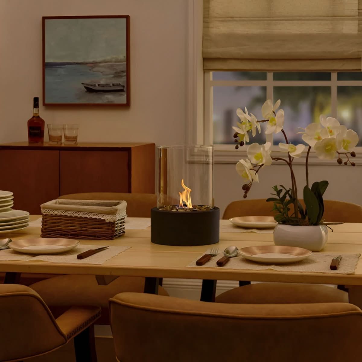 Smoke-Free Table Fireplace for Stylish Indoor & Outdoor Use